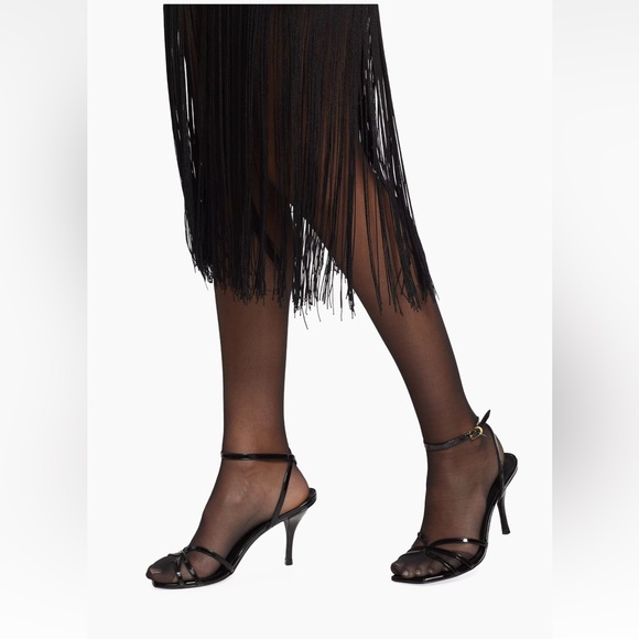 Puzzle Fringe-Trimmed Strapless Midi-Dress Size L - Picture 4 of 6